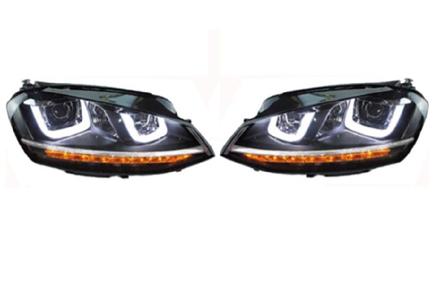 Volkswagen Golf 7 Ön Far Set (ÇIft U Led Kayar Sinyal) 2013 Sonrası Uyumlu