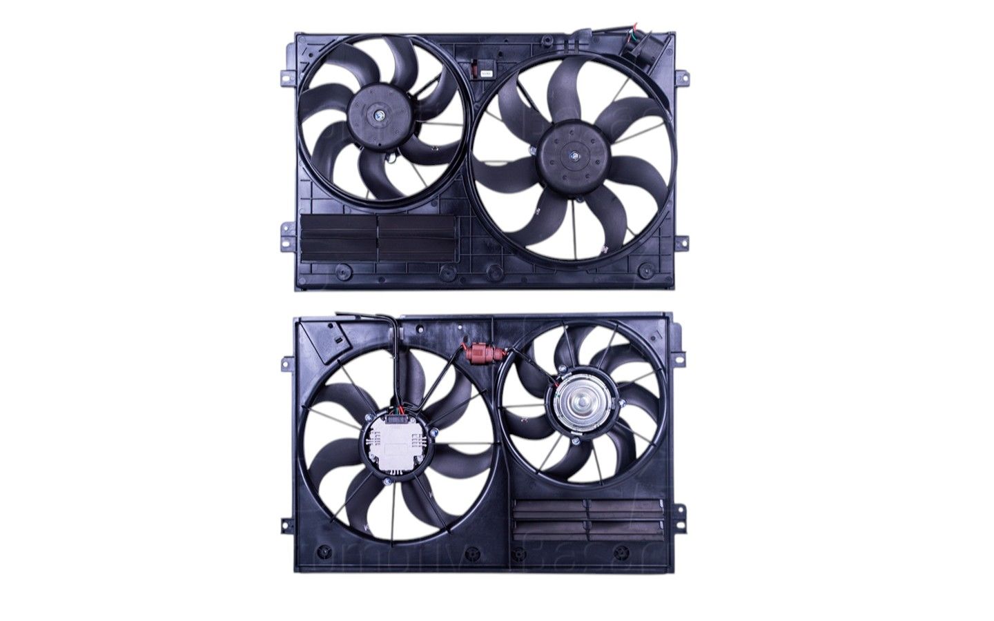 Volkswagen Golf 5, Jetta, Passat, Seat Leon 2005 ve Sonrası Fan Motoru Davlumbazlı (360 MM+295 MM - 4 Fiş - 220W + 150W) | Yedek Parça