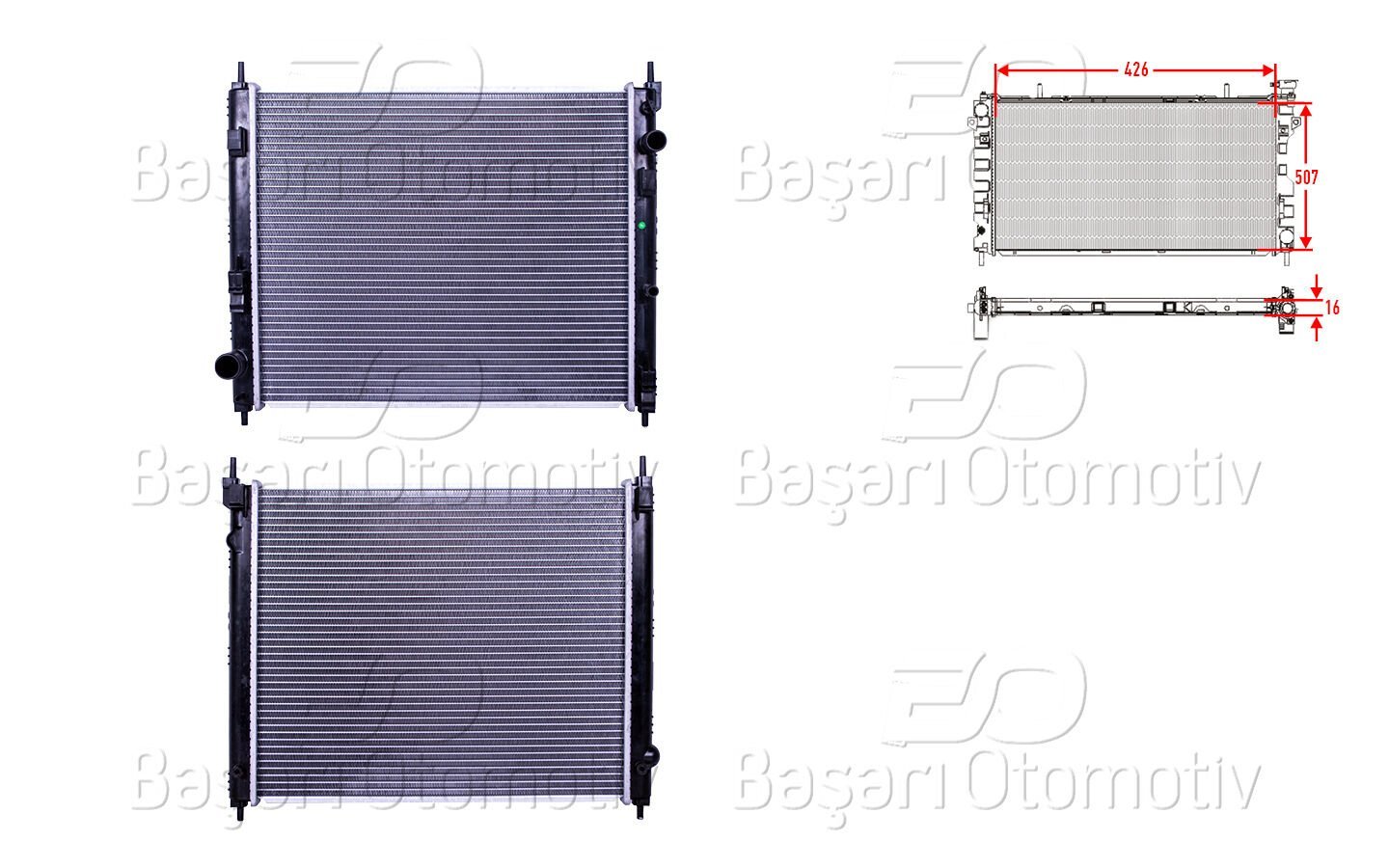Nissan Pulsar C13 1.5 DCI 2014 Sonrası Juke F15 1.5 DCI 2010 Sonrası Su Radyatörü Brazing MT 426X507 Mm