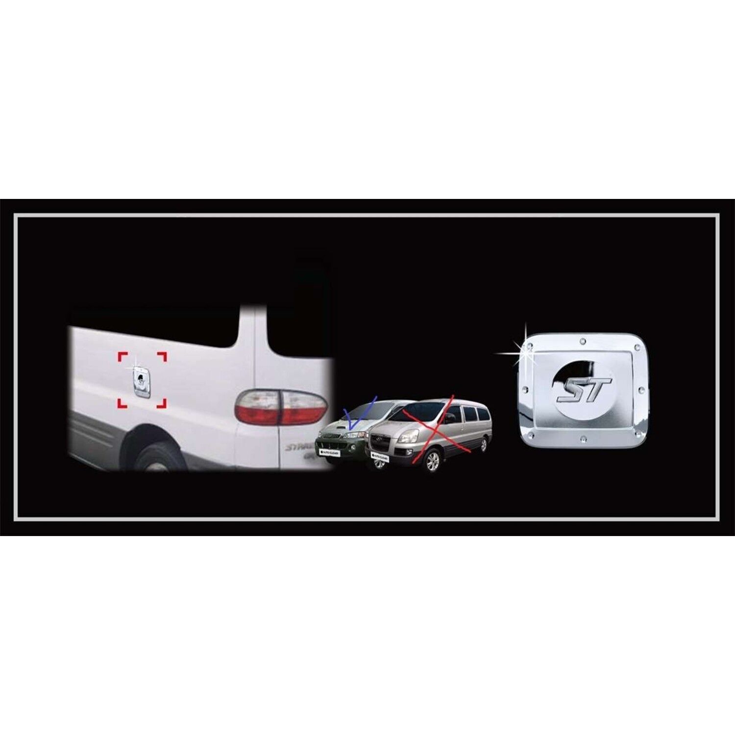 Hyundai Starex 1997-2007 Uyumlu Yedek Parça Depo Kapağı Kaplama Krom