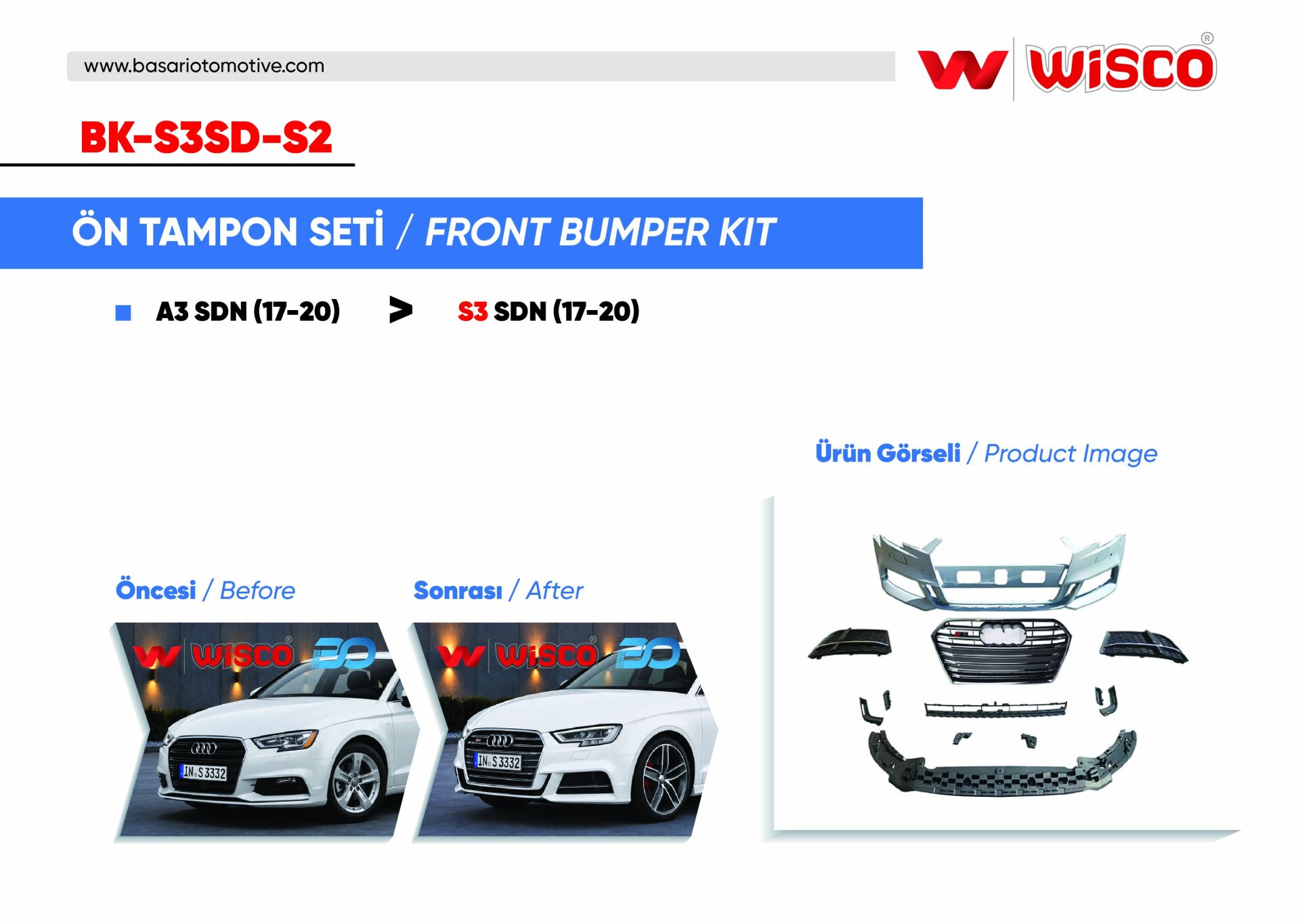 AUDI A3 S3 17-20 (17-20 ARASI A3 SEDAN ICIN UYUMLUDUR)