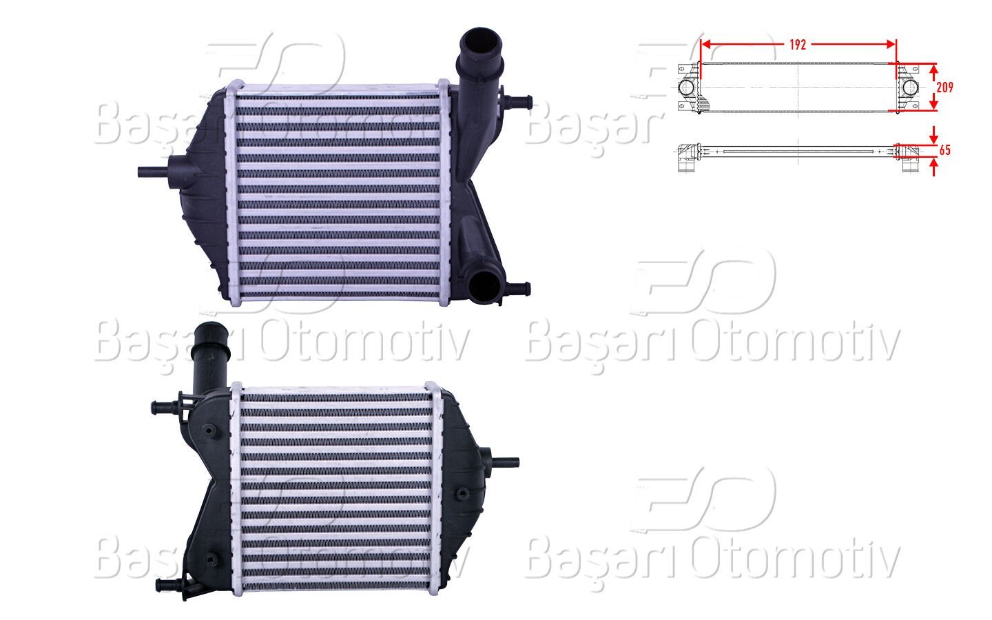 Fiat Idea 1.3 D Multijet Lancia Musa 1.3 D Multijet 2003 Sonrası Turbo Radyatörü Intercooler 192X209X65