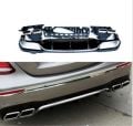 Mercedes W213 2017+ E63 Uyumlu Silver Difüzör & Egzoz Seti (Normal Sedan)+ Silver Egzoz İle