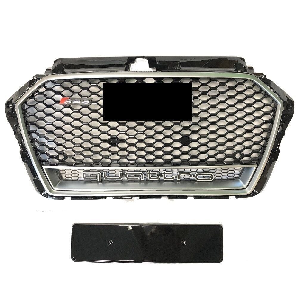 Audi A3 RS3 2016-2020 Uyumlu Yedek Parça Kromlu Siyah Panjur