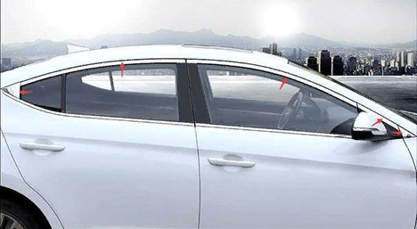Hyundai Elantra 2016-2018 Cam Çıtası Nikelaj 10 Parça