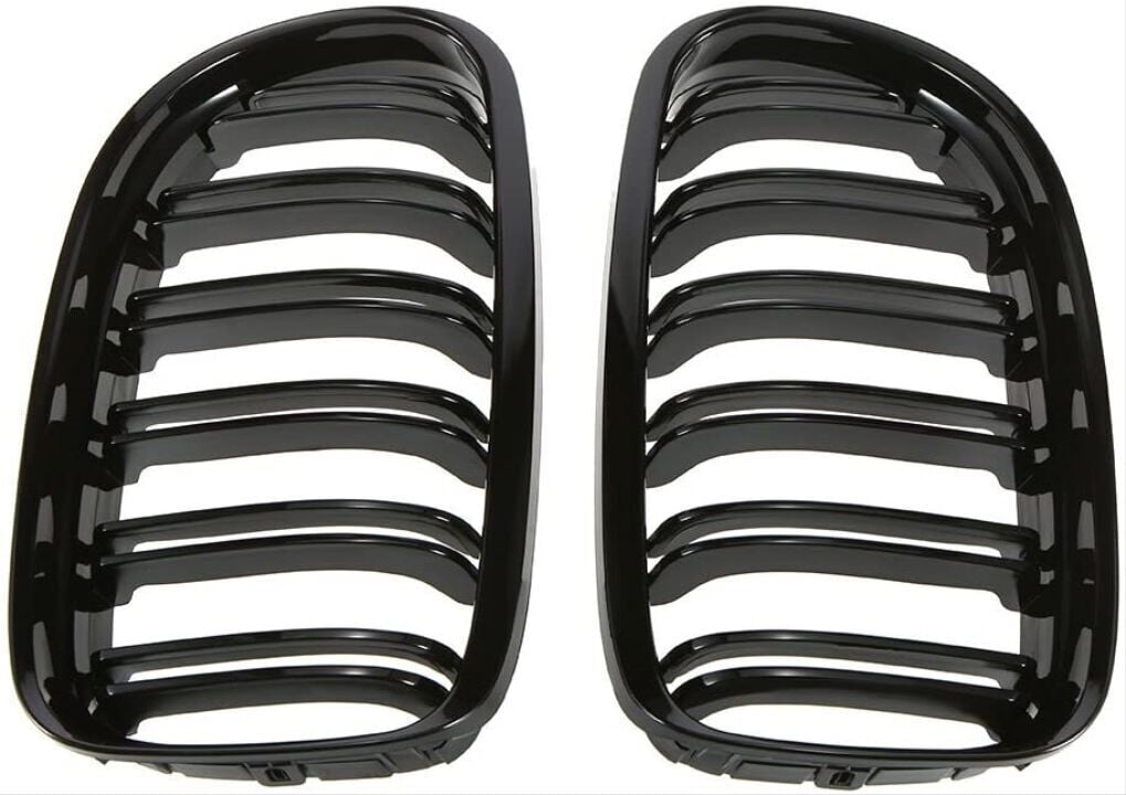 Bmw E90 2008-2011 Uyumlu Yedek Parça Çift Çizgi Böbrek - Piano Siyah