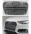 Audi A4 2017 Sonrası Kromlu Mat Gri Büyük Plaka Ön Panjur