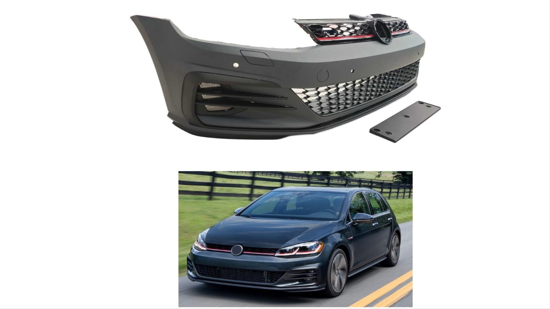 Volkswagen Golf 7,5 ( 2017 - 2020 ) Arası Uyumlu GTI Ön Tampon & Panjur Seti