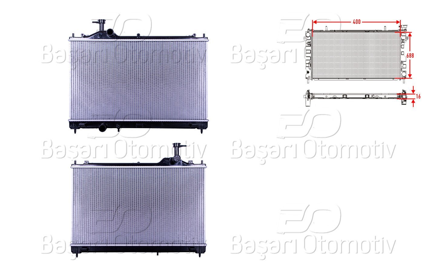 Mitsubishi Outlander 3 2.0-2.4 Hybrid 2012-Sonrası Uyumlu Su Radyatörü
