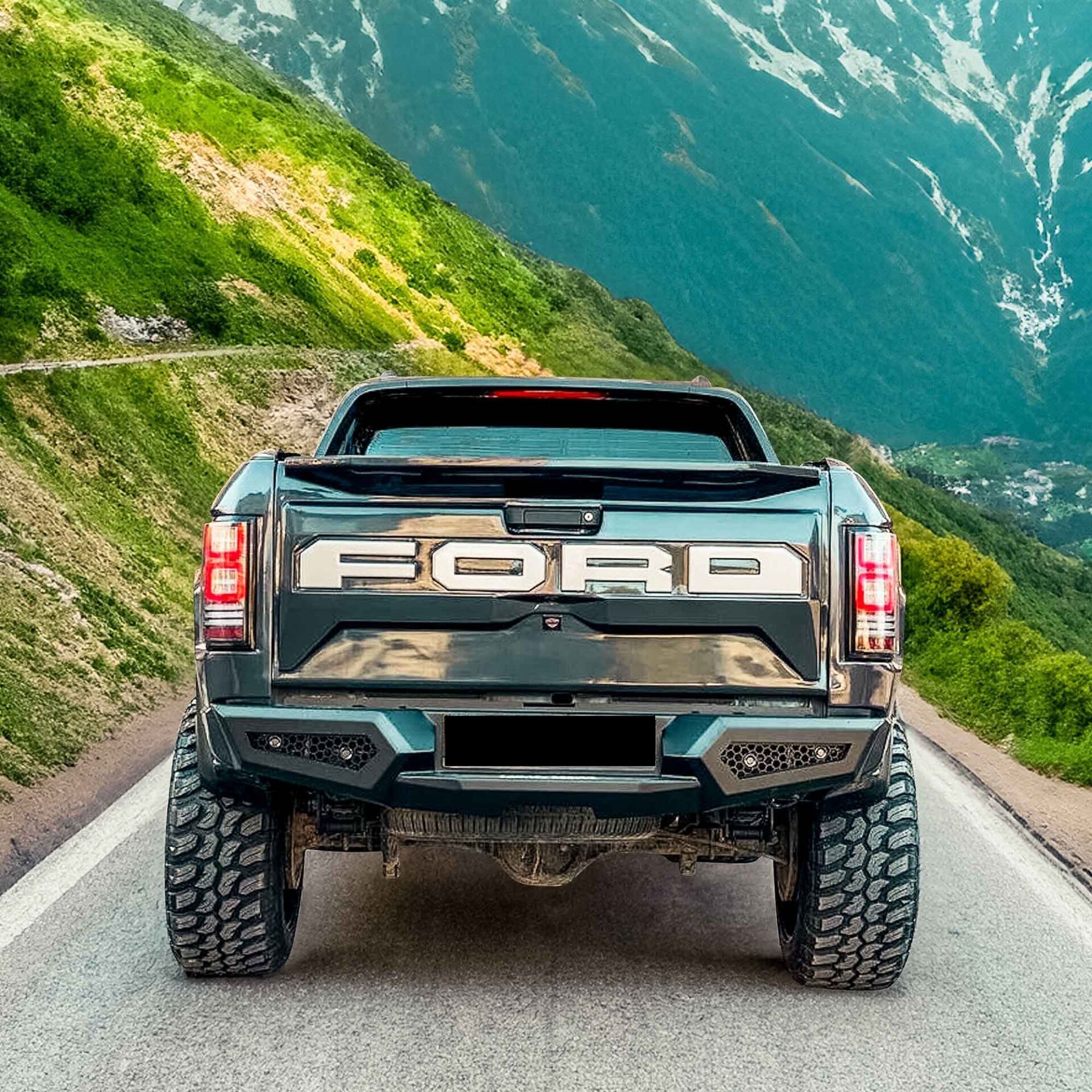 Volkswagen Amarok 2012+ Uyumlu Yedek Parça Arka Demir Koruma Ledsiz- Rear Bumper Black M20