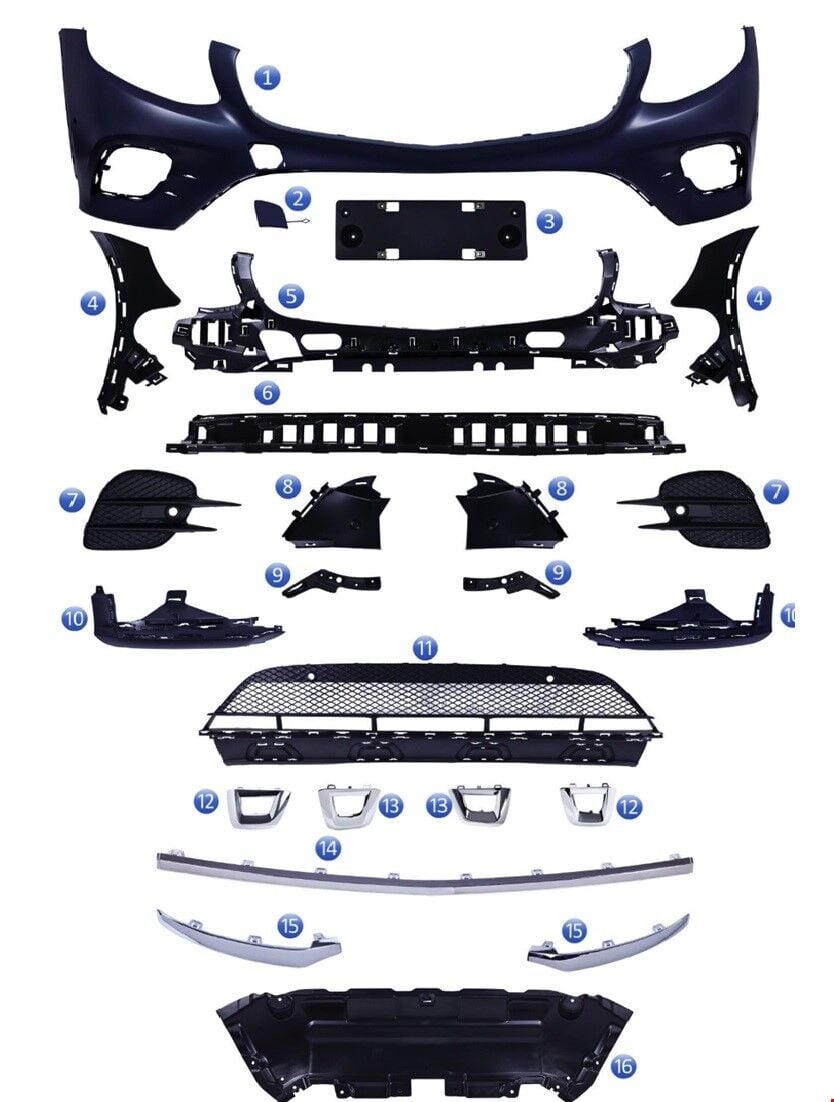 Mercedes-Benz W253 2016 ve Sonrası Ön Tampon AMG Seti