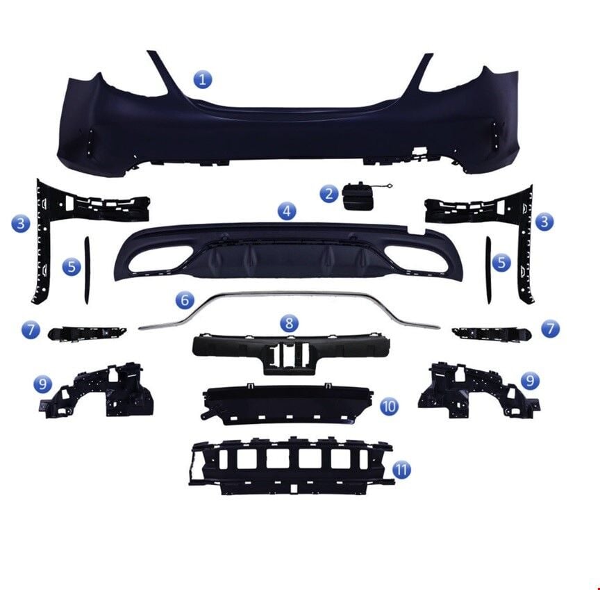 Mercedes Benz C Serisi W205 2019 Ve Sonrası Arka Tampon Komple AMG Difüzörlü