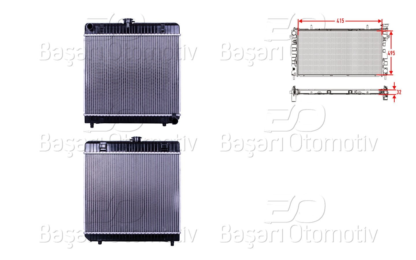 Mercedes-Benz 123 Sedan W123 S123 C123 1976-1985 Su Radyatörü Brazing MT 415x495x32