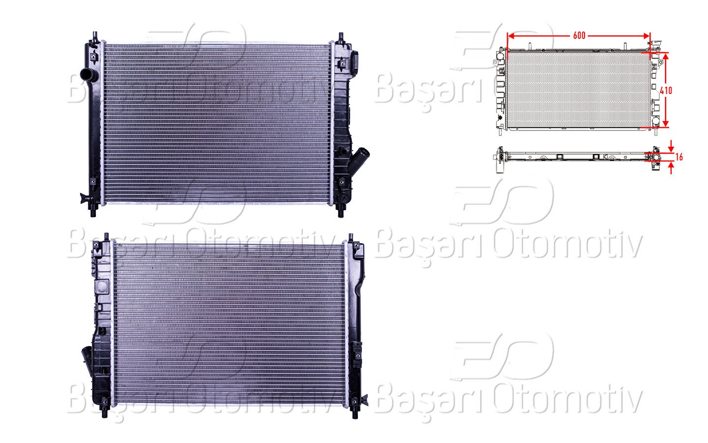 Chevrolet Aveo T200 2007 Sonrası Su Radyatörü Brazing MT 600x410x16