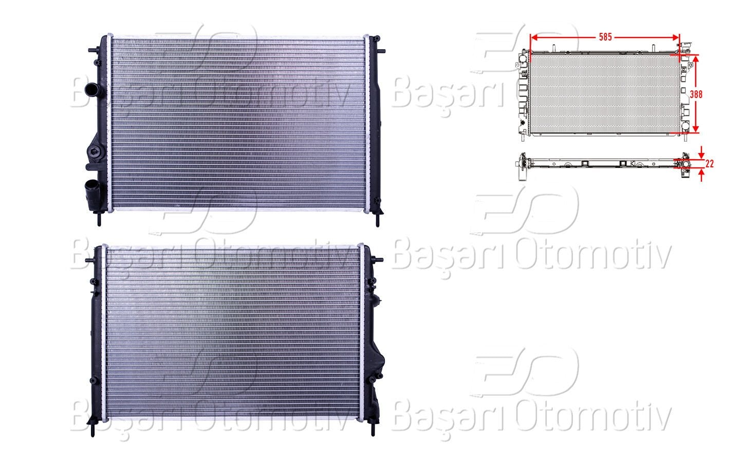 Dacia Logan Renault Megane 1999 Sonrası Su Radyatörü Brazing MT-AT 585x388x22