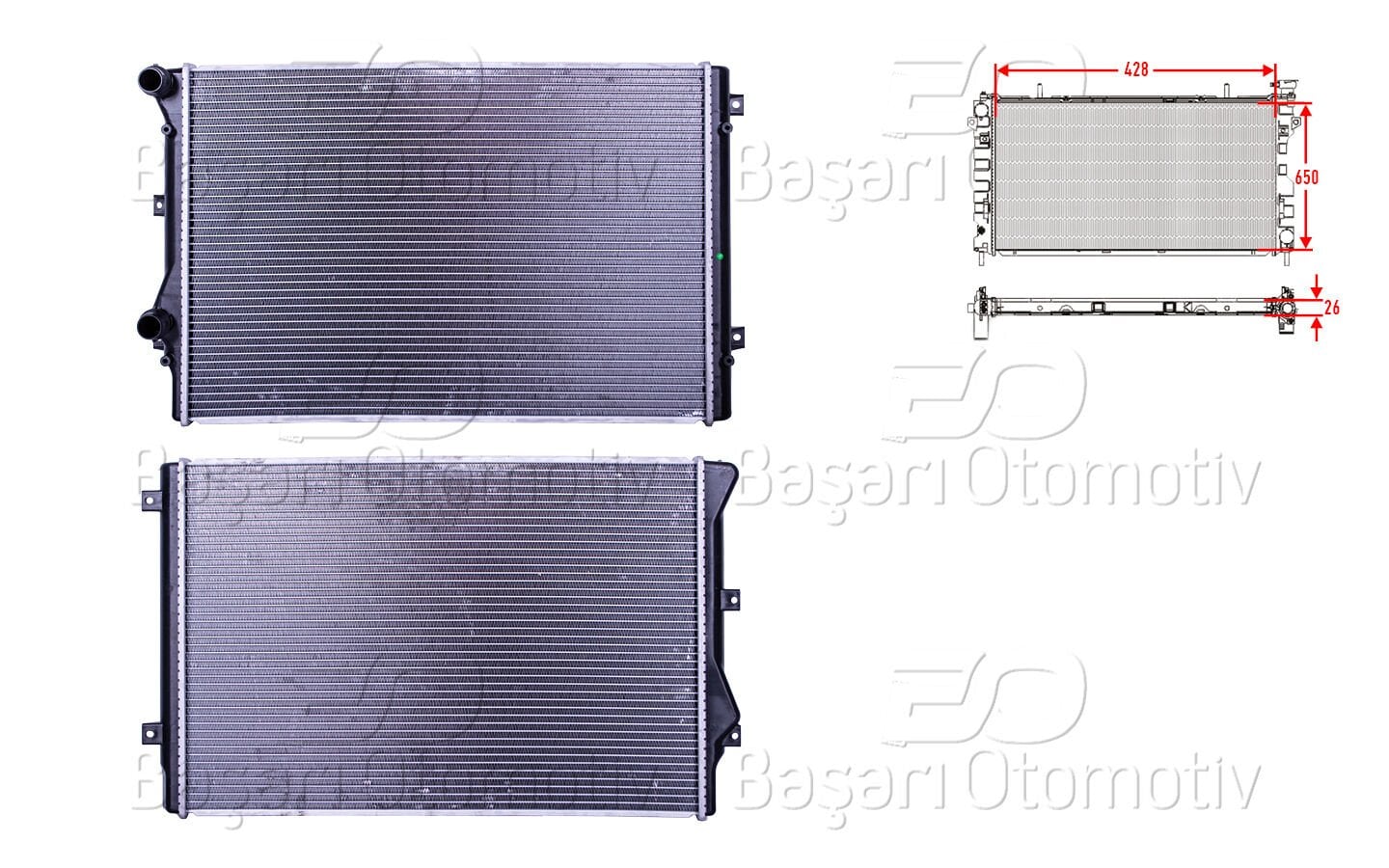 Volkswagen Caddy 2004 Sonrası Su Radyatörü Brazing MT 428x650x26 mm