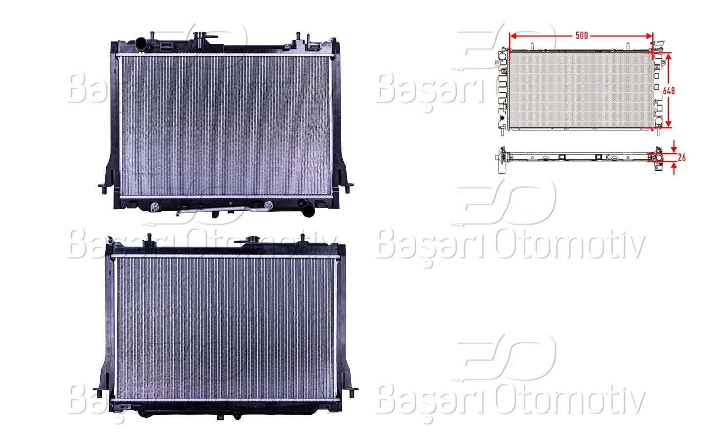 ISUZU D-MAX 2012 Sonrası Su Radyatörü Brazing AT 500X648X26