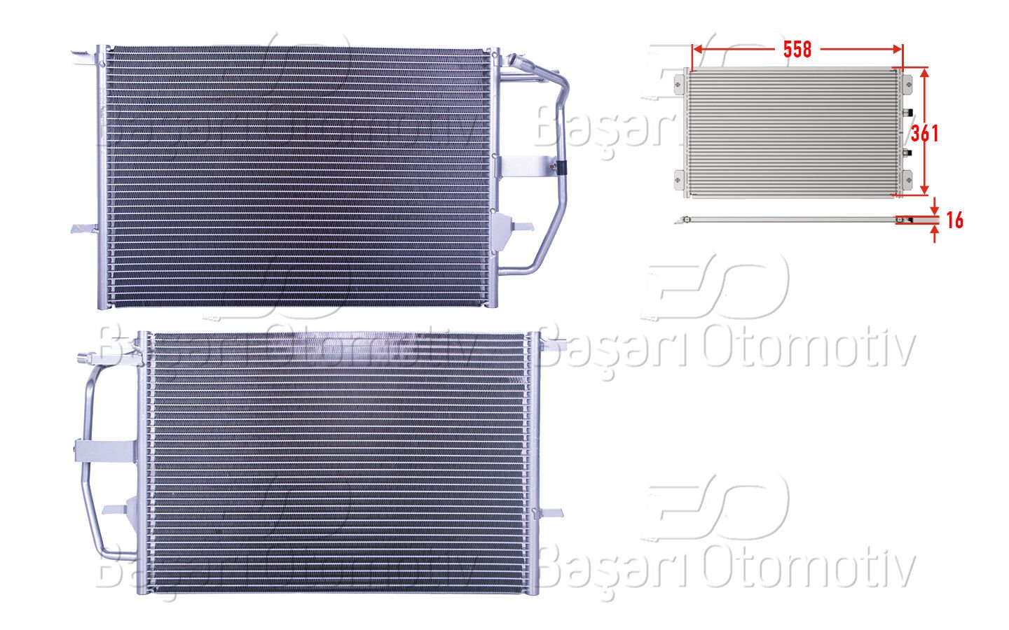 Ford Escort 1990 Sonrası Klima Radyatörü 558X361X16