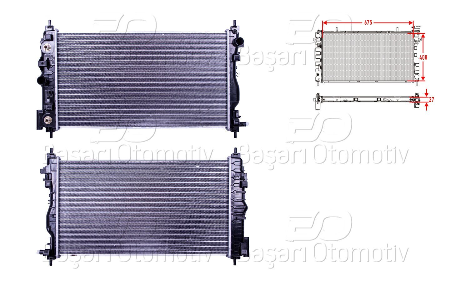 Chevrolet Cruze 2.0 Dizel 2010 ve Sonrası Su Radyatörü Brazing AT 675x408x26mm