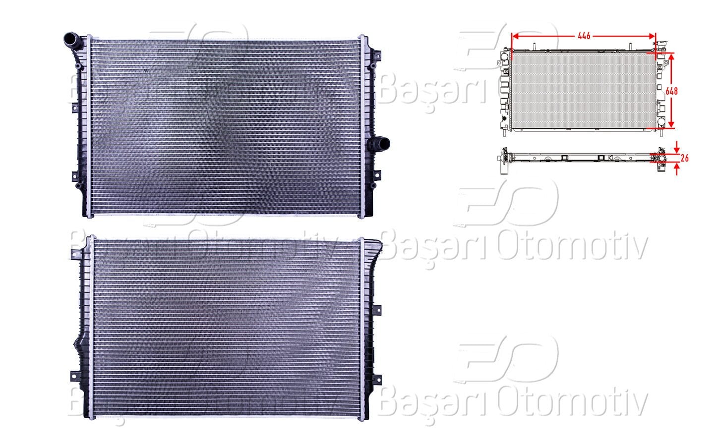 Volkswagen Caddy 2015 Sonrası Su Radyatörü Brazing MT-AT 446x648x26 mm