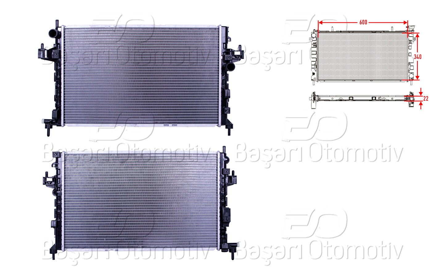 Opel Corsa C 2003 Sonrası Su Radyatörü Brazing MT 600X340X22