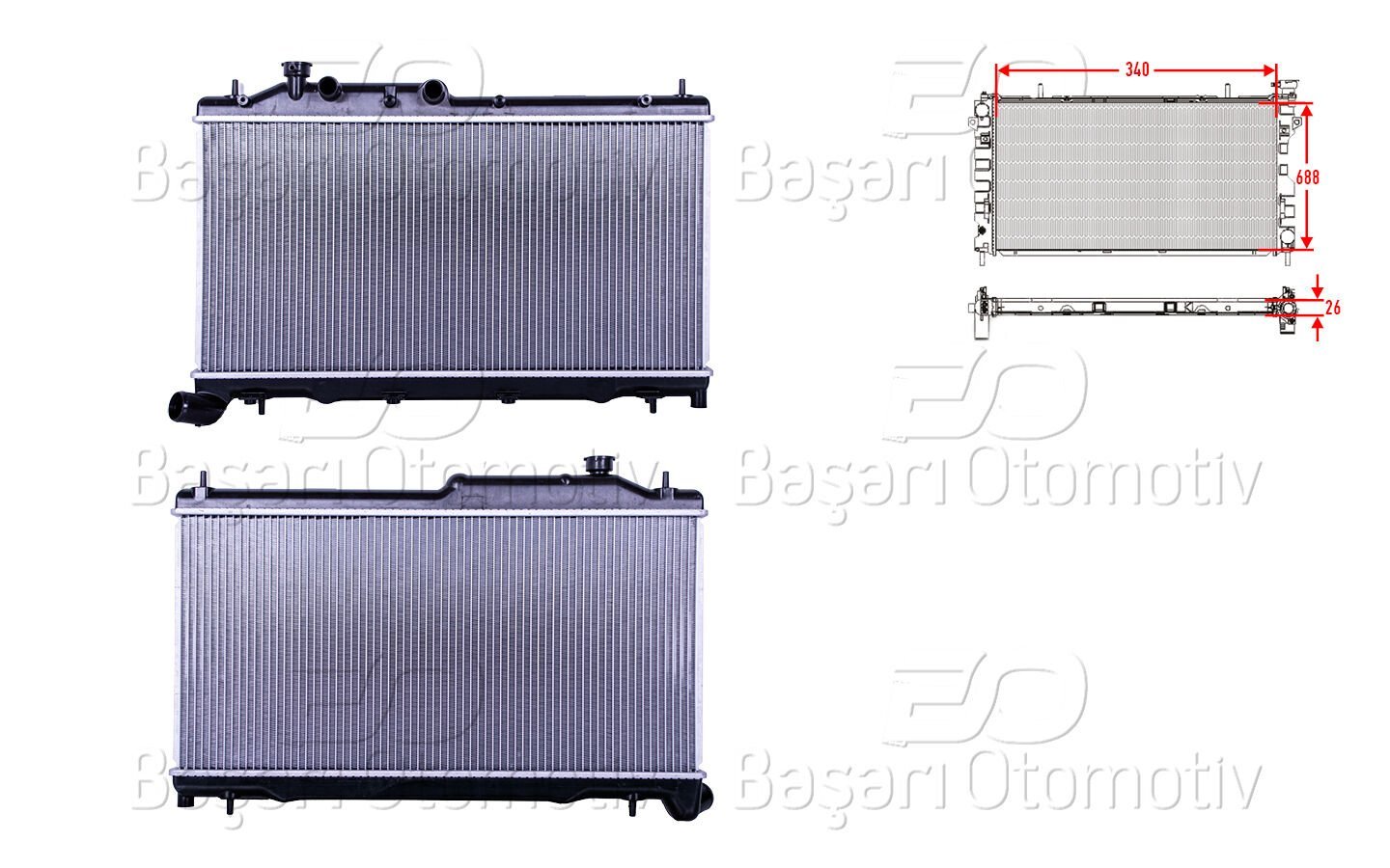 Subaru Forester SH 2.0 Dizel 2009 - 2013 Su Radyatörü Brazing MT 340x688x26