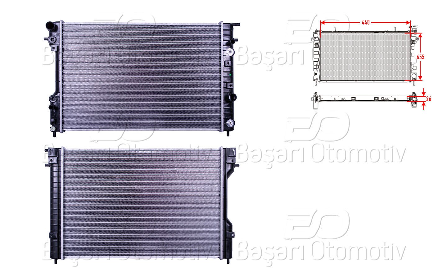 Opel Omega B 2.5 V6 2.6 V6 3.0 V6 3.2 V6 1994 Ve Sonrası Su Radyatörü Brazing
