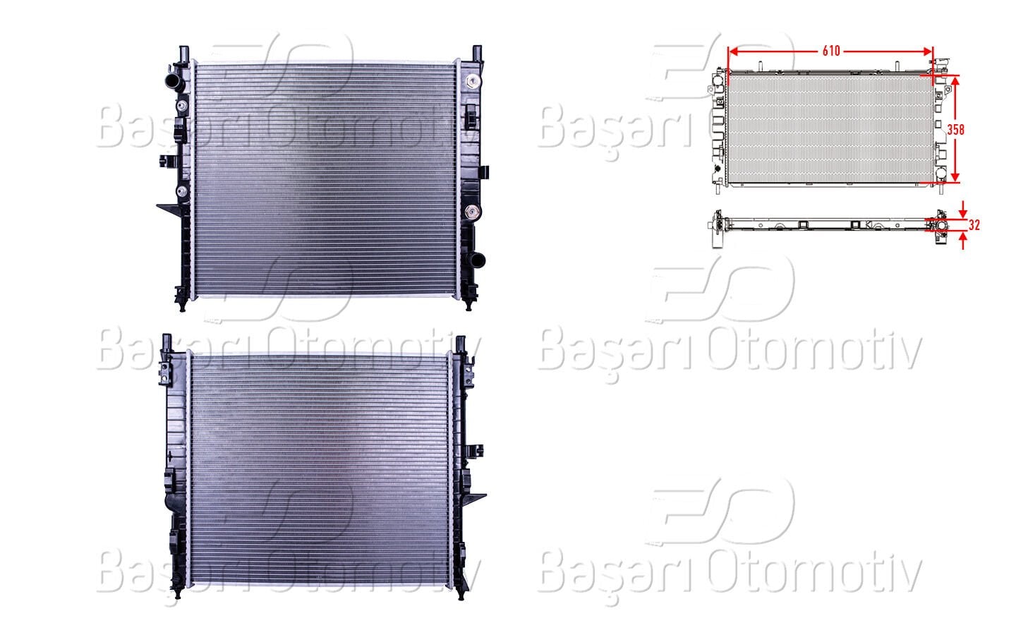 Mercedes-Benz ML W163 1998 - 2005 Su Radyatörü Brazing AT 610x549x32