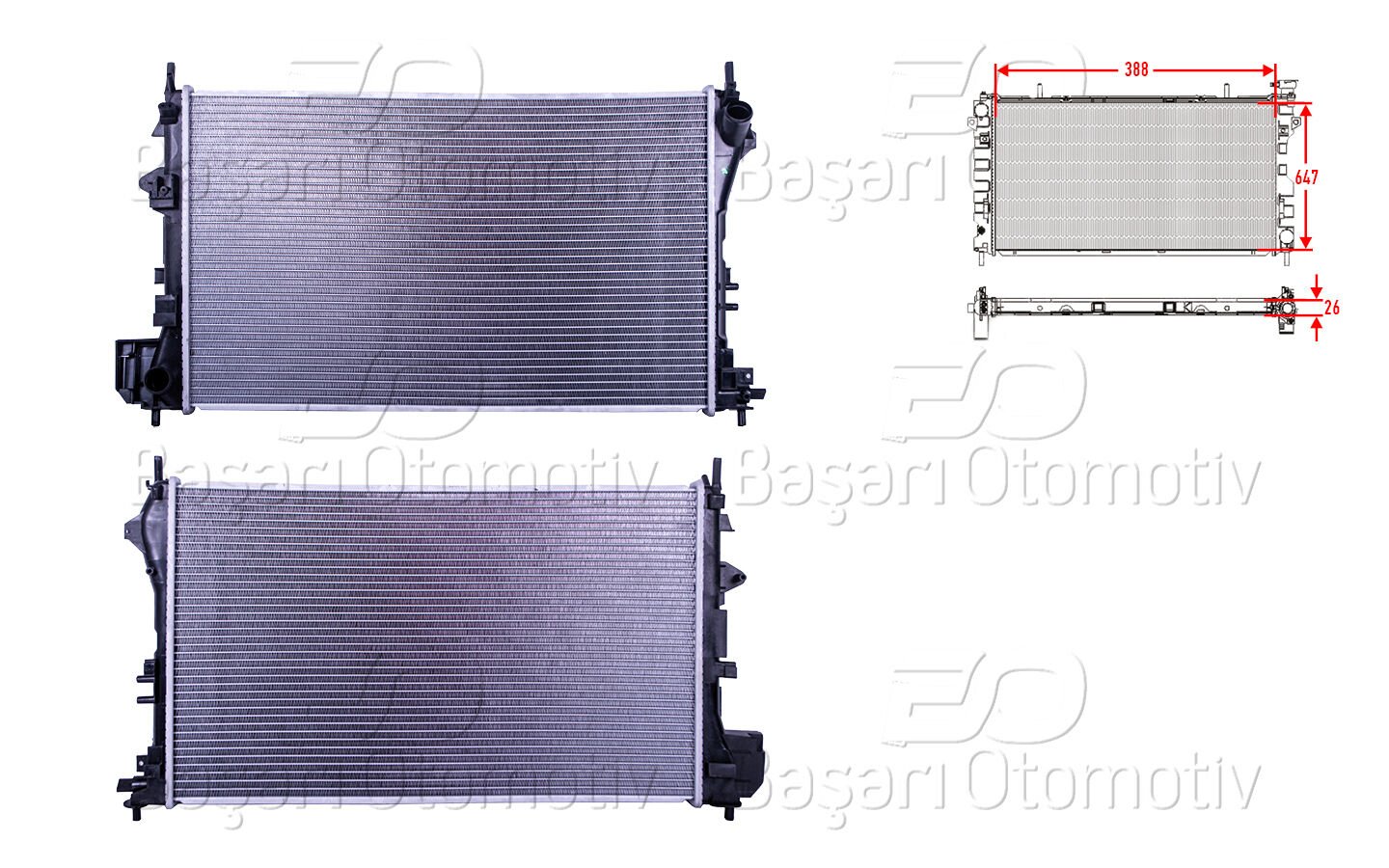 Opel Vectra C 2002-2008 AC Su Radyatörü Brazing MT 388x647x26