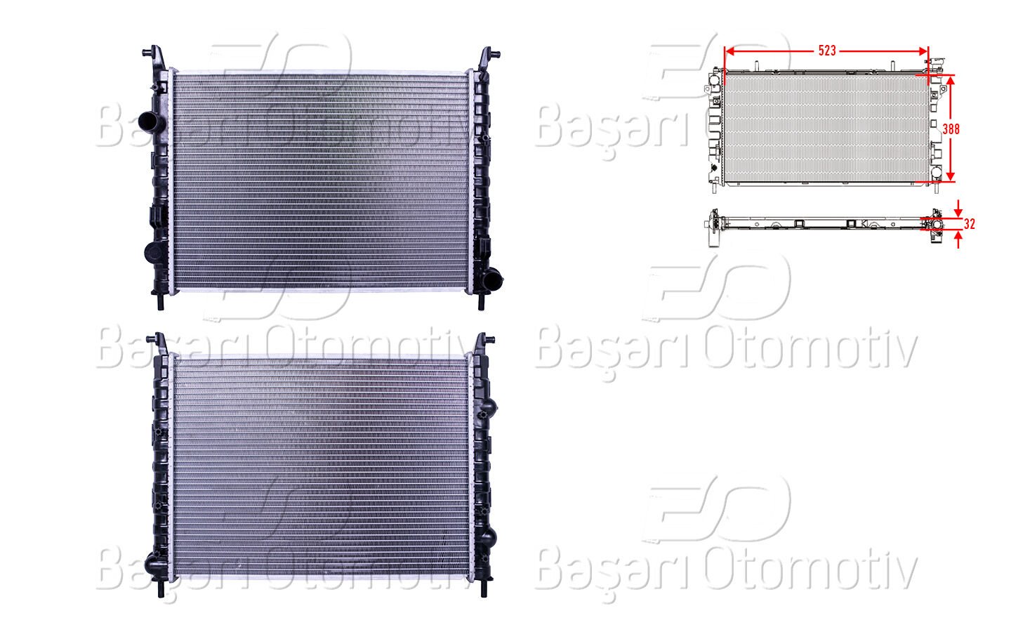 Fiat Albea 1.3MJTD 2002 Sonrası Su Radyatörü Brazing MT 515x378x42