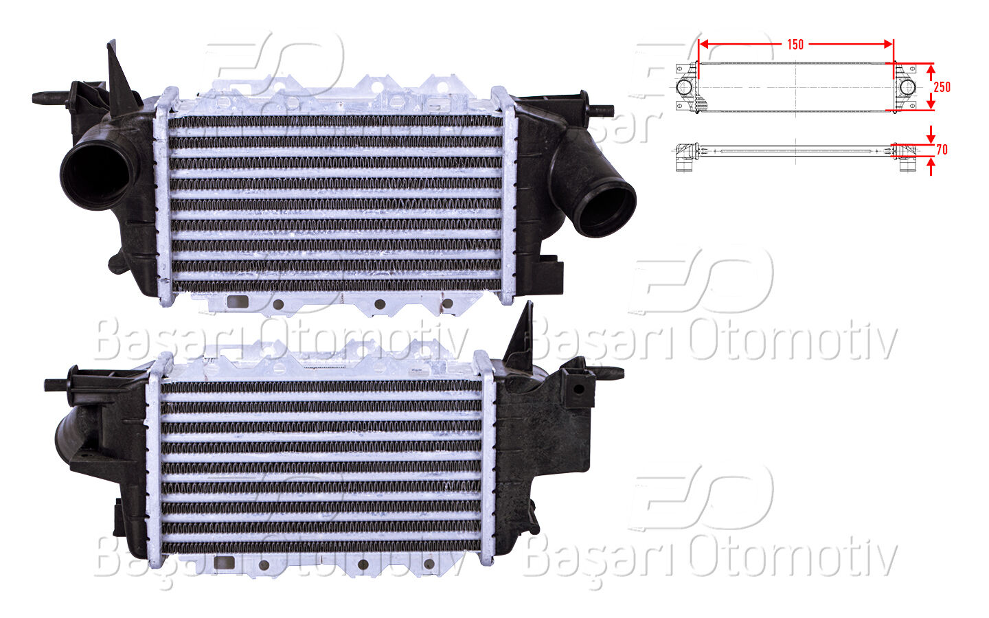 Opel Vectra B 1997-2002 Turbo Radyatörü (Intercooler) 150x250x70