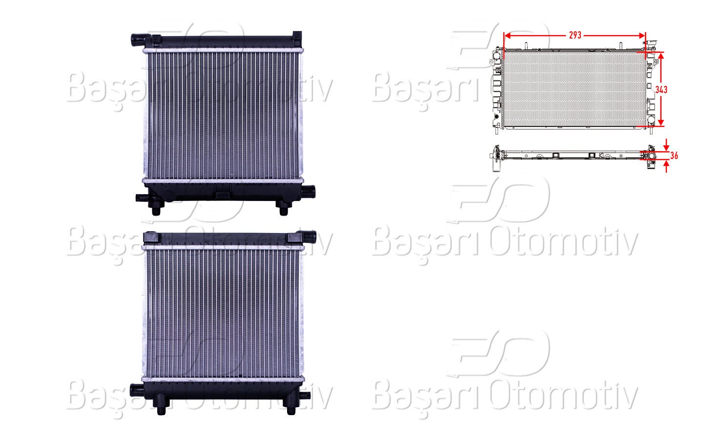 Mercedes-Benz W201 1982-1993 Su Radyatörü Brazing MT 293X343X36