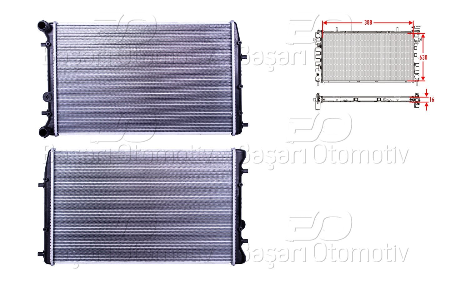 Volkswagen Polo 2001 Sonrası Su Radyatörü Brazing MT 388x630x22 mm