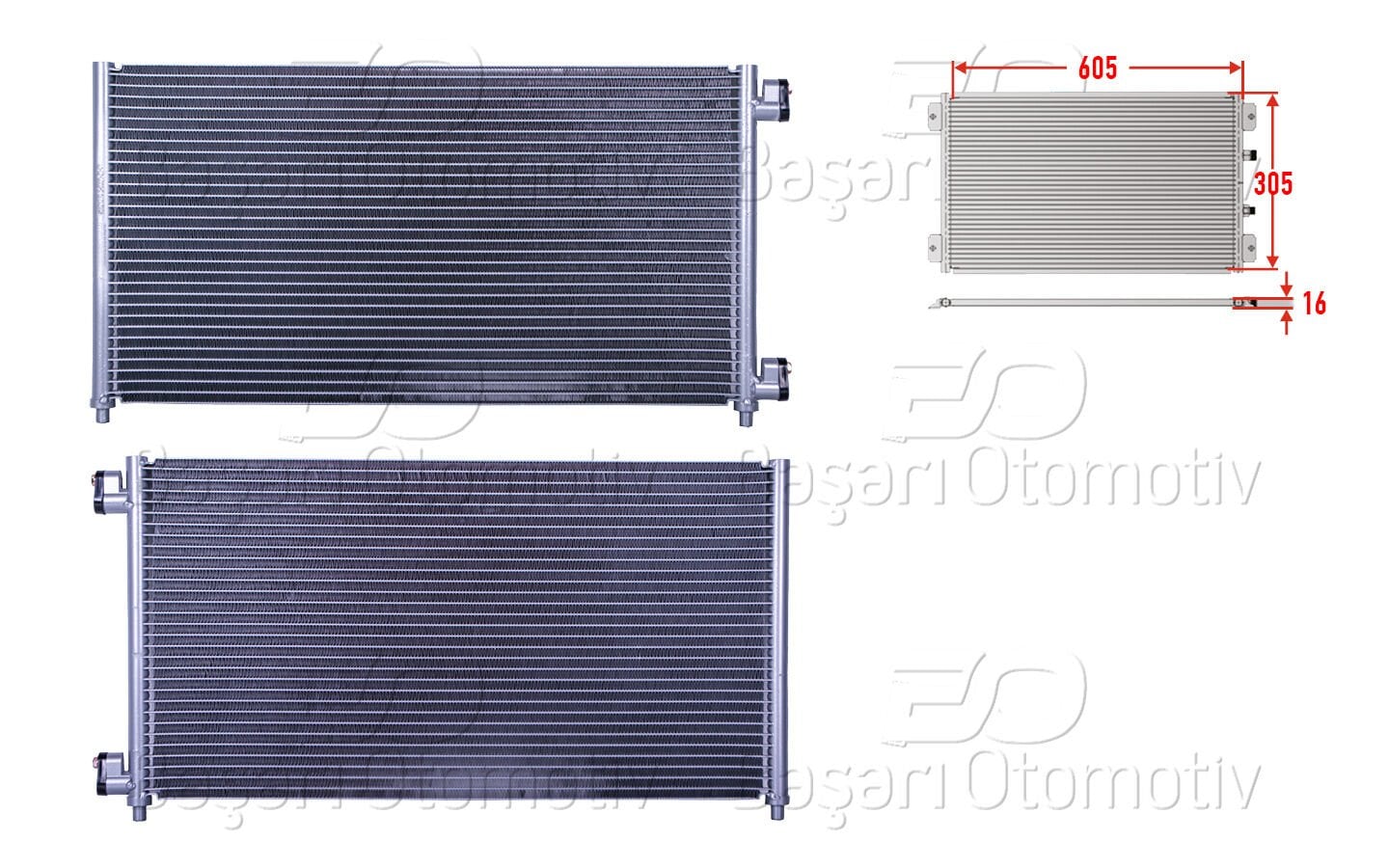 Fiat Doblo 2002 Sonrası Klima Radyatörü 605x305x16