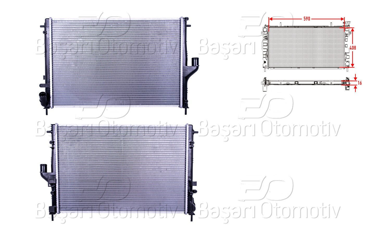 Dacia Duster 2010-2018 Su Radyatörü Brazing MT 590x408x16