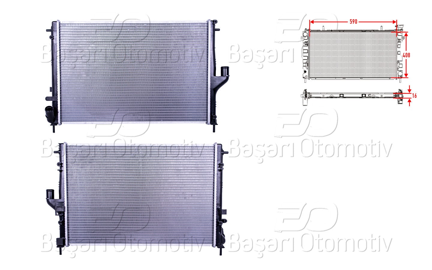 Dacia Duster 2010-2018 Su Radyatörü Brazing MT 590x408x16