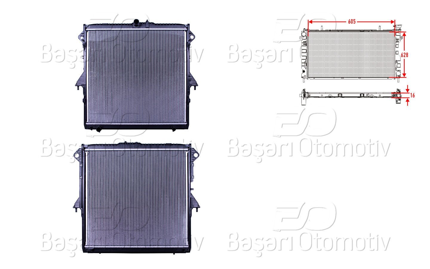 Ford Ranger ve Mazda BT-50 2.2 TDCI 3.2 TDCI 2.5 Motor Uyumlu Su Radyatörü