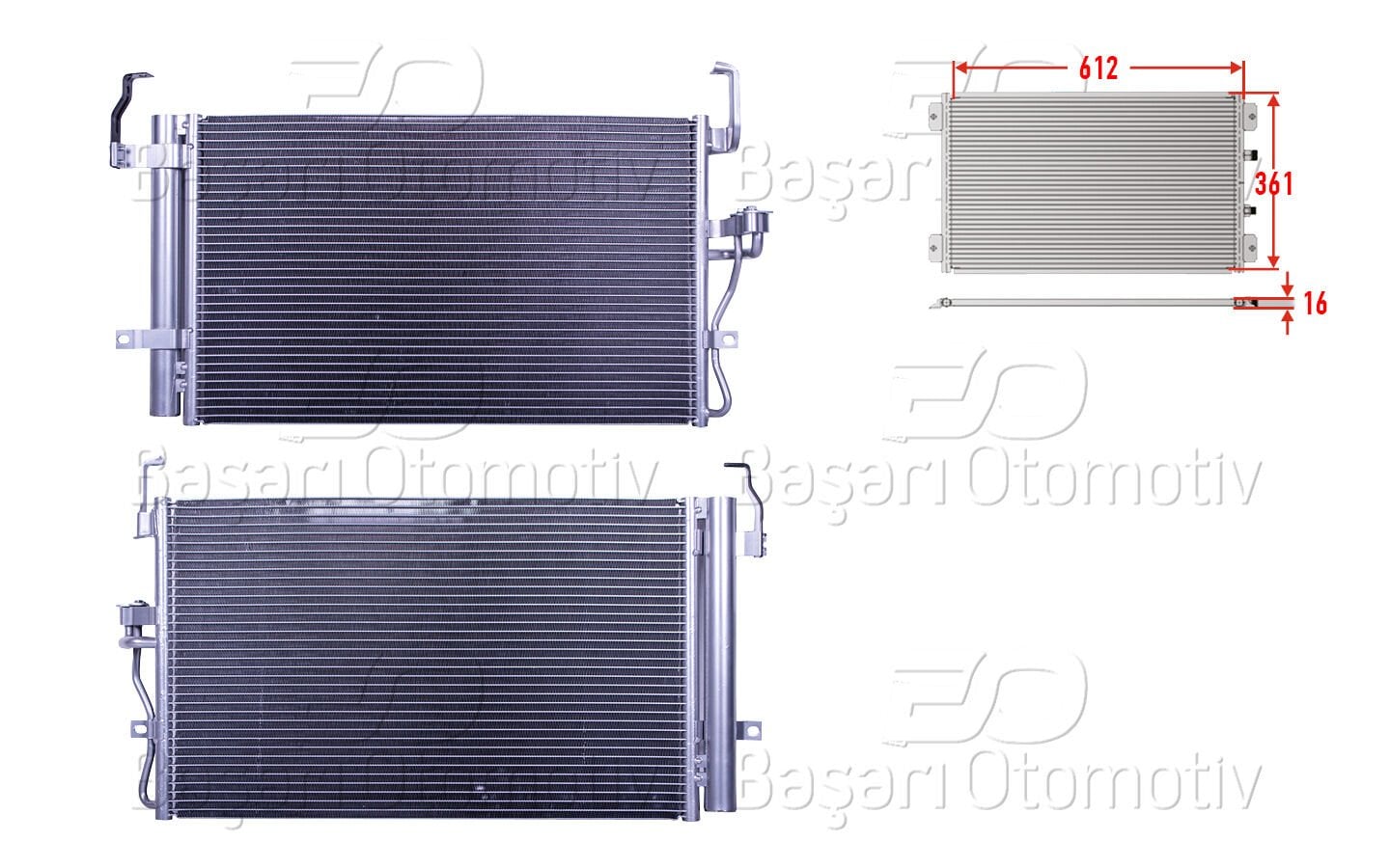 Hyundai Elantra Coupe 1995-2006 Klima Radyatörü (612x361x16)