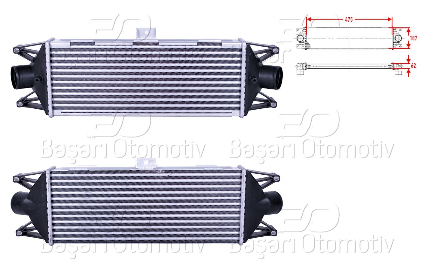 Iveco Daily 1999 Sonrası Turbo Radyatörü (Intercooler) 475x187x62
