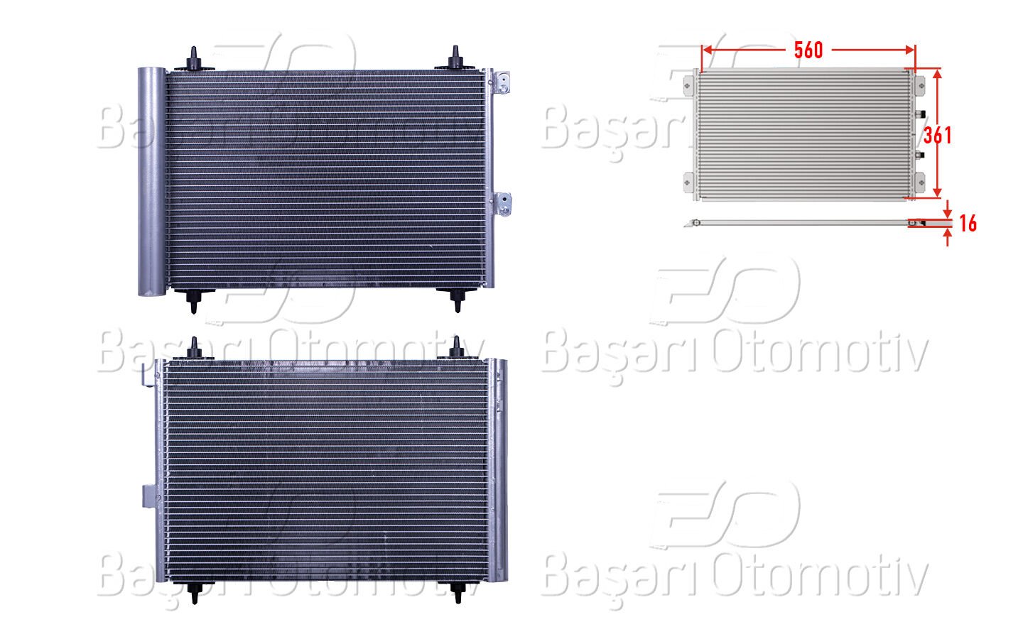 Peugeot Partner 2006 Sonrası Klima Radyatörü 560x361x16