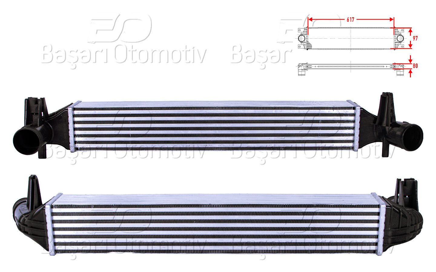 Volkswagen Polo 2009 Sonrası Turbo Radyatörü (Intercooler) 617x97x80