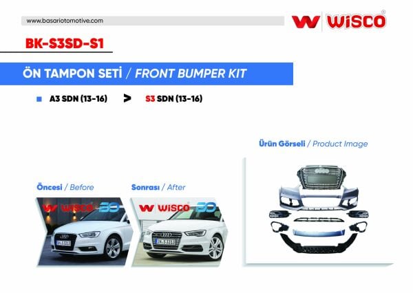 Audi A3 S3 2013-2016 Ön Tampon Seti Sedan Uyumlu