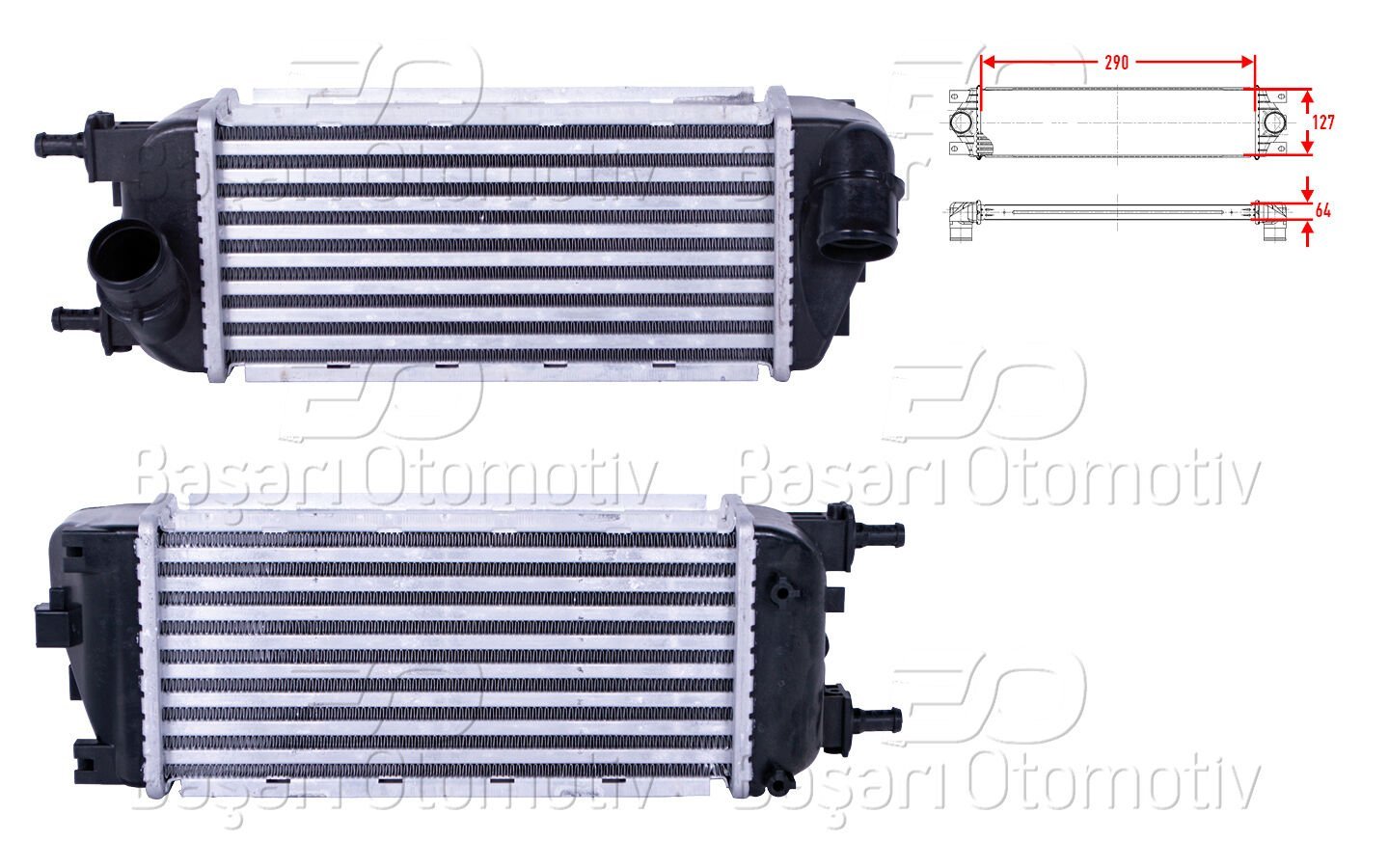 Fiat Panda 0.9 T 1.3 JTD 2012 Sonrası Intercooler 290X127X64 mm