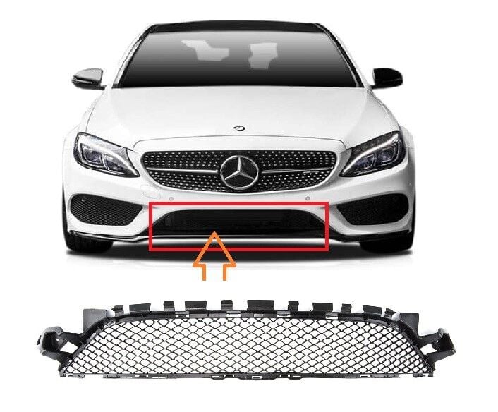Mercedes C Serisi W205 Ön Tampon Orta Izgara (Amg) 2014 Sonrası Uyumlu