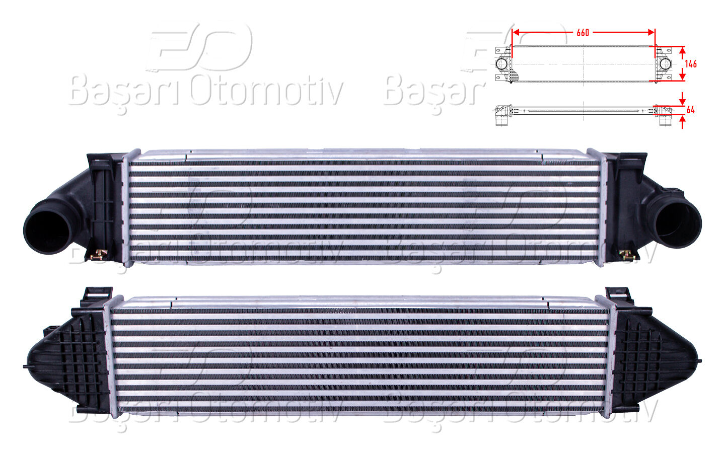Ford Focus 2004-2014 Turbo Radyatörü (Intercooler) 660x146x64