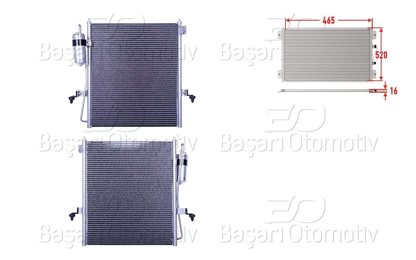 Mitsubishi L200 2006 Sonrası Klima Radyatörü 465x520x16