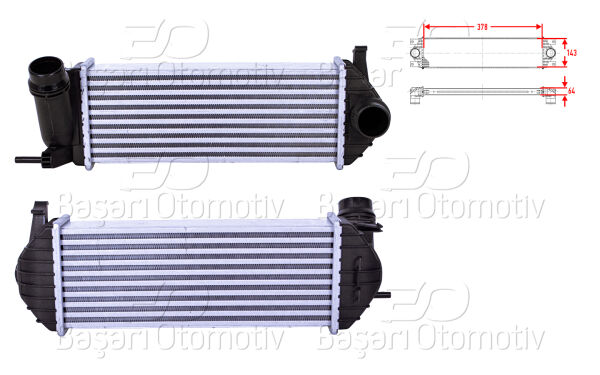 Renault Kangoo 2008 Sonrası Turbo Radyatörü (Intercooler) 378x143x64