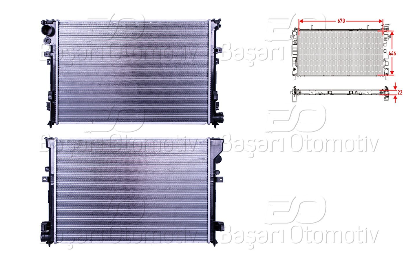 Fiat Scudo Su Radyatörü Brazing MT 670X446X22 Mm 95 Sonrası