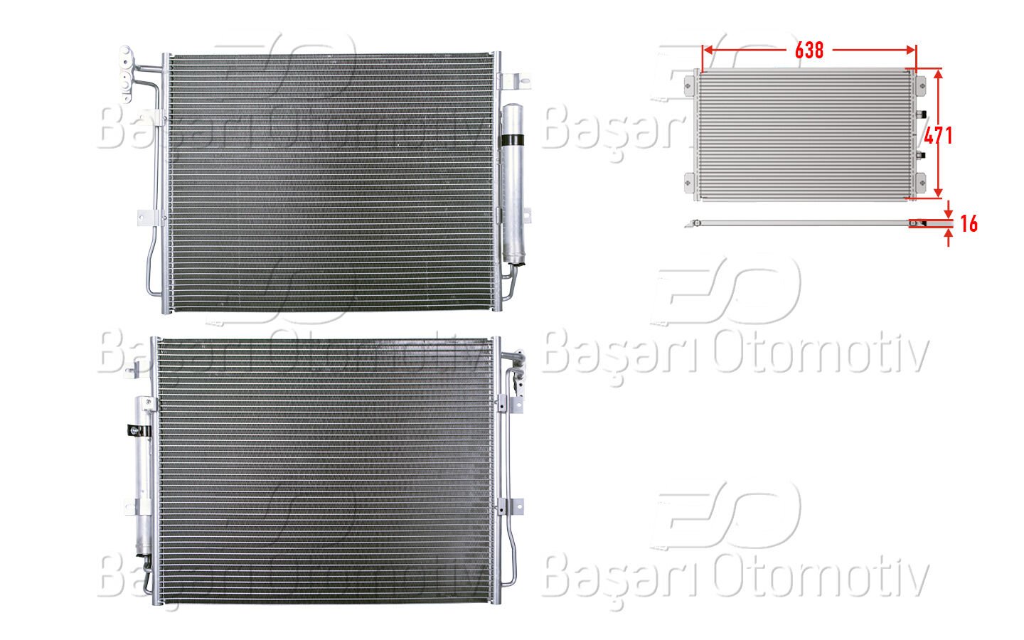 Range Rover Sport 2010 Sonrası Klima Radyatörü 638x471x16