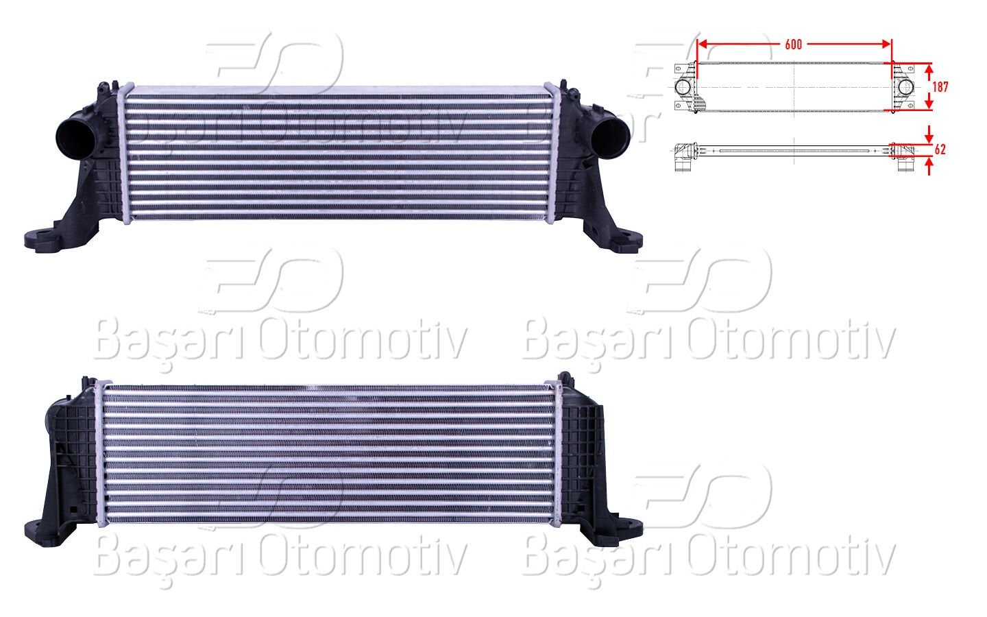 IVECO Daily 2006-2020 Turbo Radyatörü (Intercooler) 600x187x62